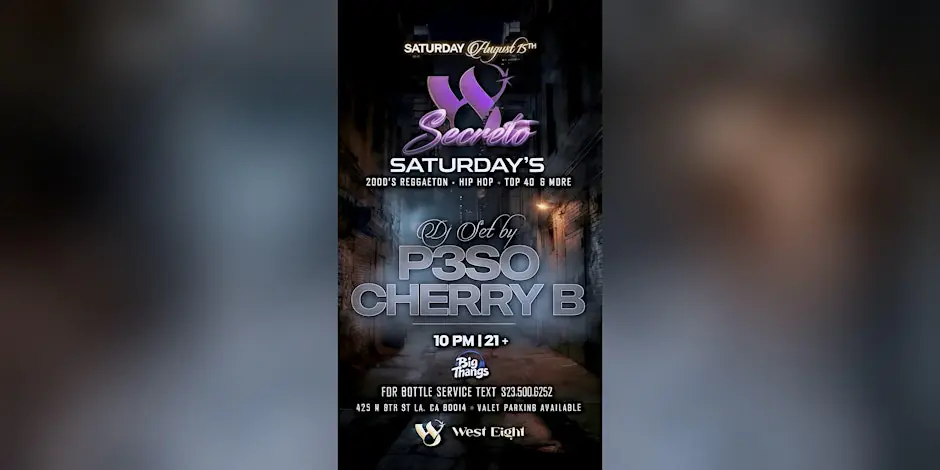 West Eight Saturdays (Reggaeton / Hip Hop / Top 40!)(Free Before 11pm)