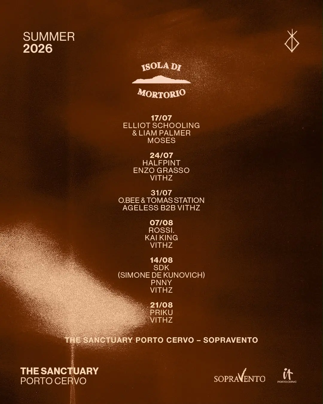 07/08 ISOLA DI MORTORIO x ROSSI. + KAI KING + VITHZ at THE SANCTUARY Porto Cervo