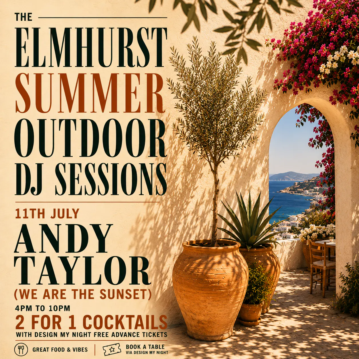 Elmhurst Garden Party with special guest Andy Taylor (We are the Sunset)