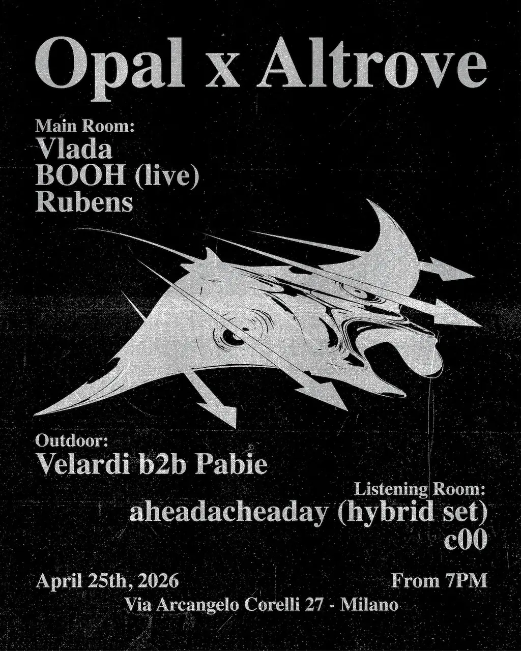 OPAL x Altrove: Vlada, BOOH (live), aheadacheaday, Velardi b2b Pabie, Rubens, c00