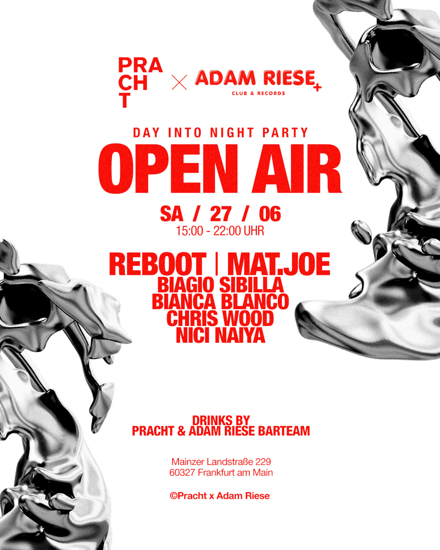 PRACHT x Adam Riese OPEN AIR with Reboot, Mat.Joe, Chris Wood, BIANCA BLANCO, Nici Naiy