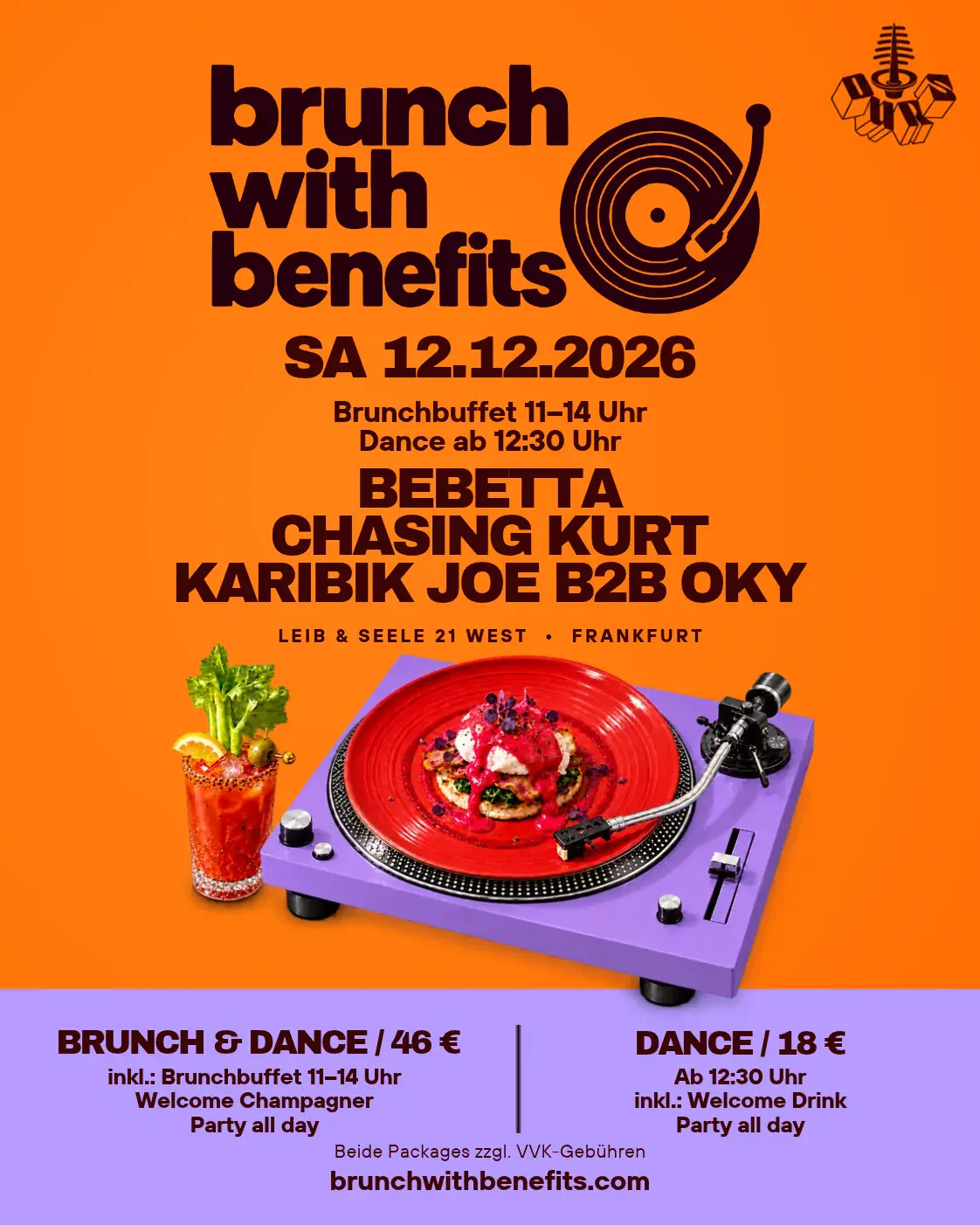 Brunch with Benefits con Bebetta, Chasing Kurt, Karibik Joe b2b OKY