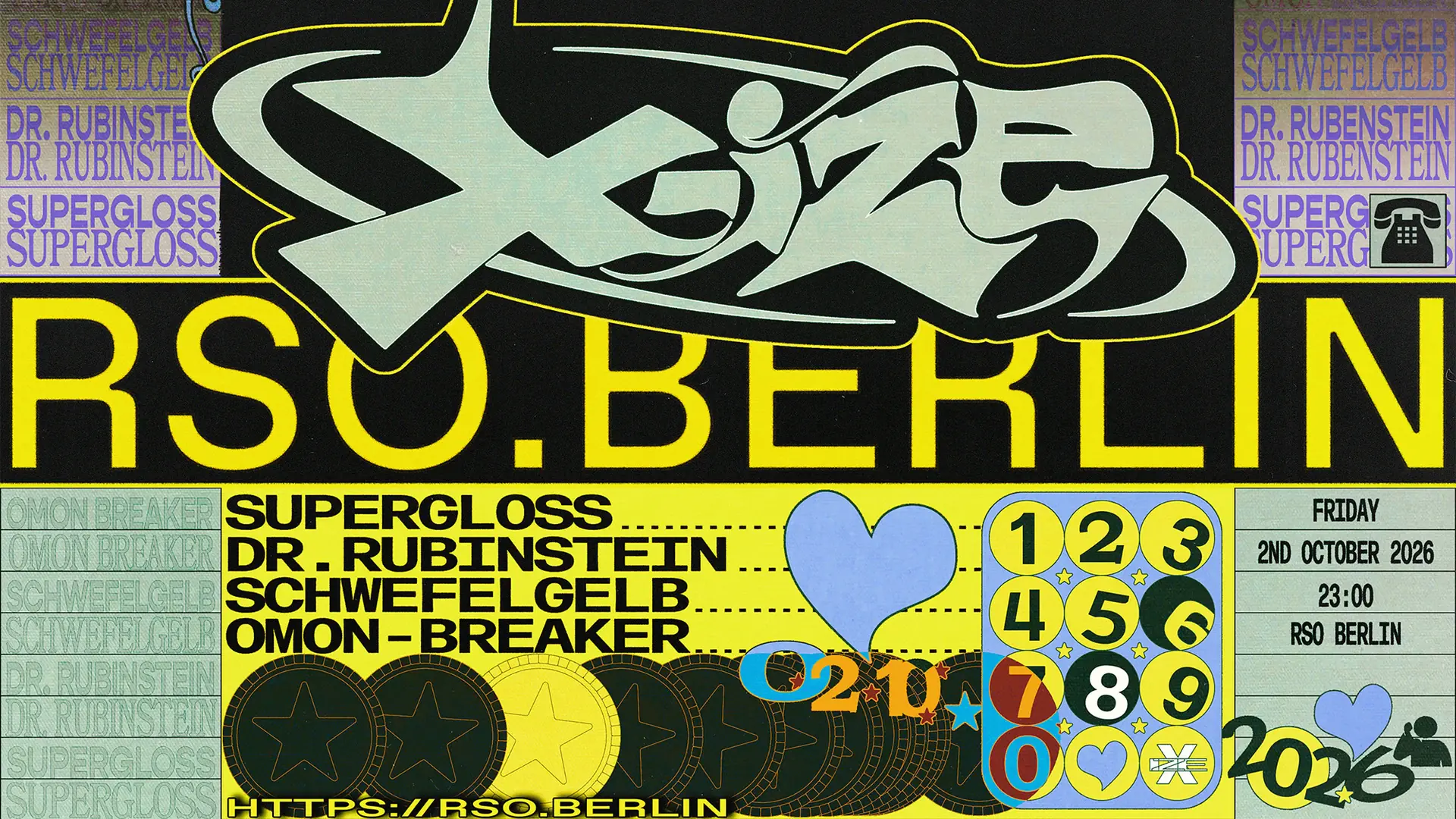 X-IZE w / Dr. Rubinstein, Omon Breaker, Schwefelgelb live and Supergloss