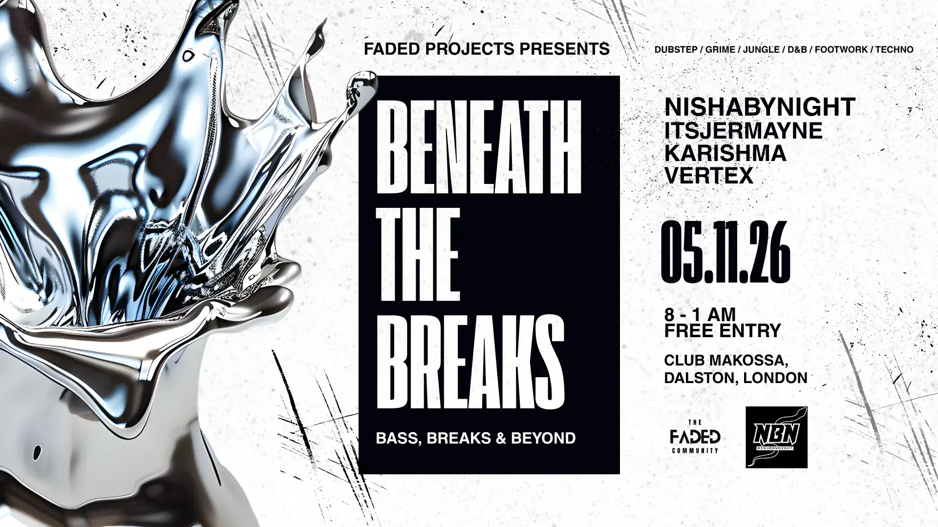 Beneath the Breaks: Dubstep, Grime, Jungle, D&B - Free Entry