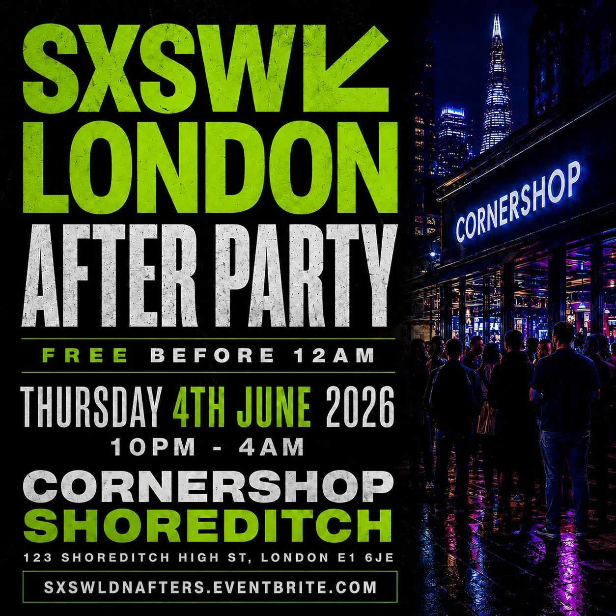 SXSW London After Party – Kostenlos vor 12 Uhr – Shoreditch