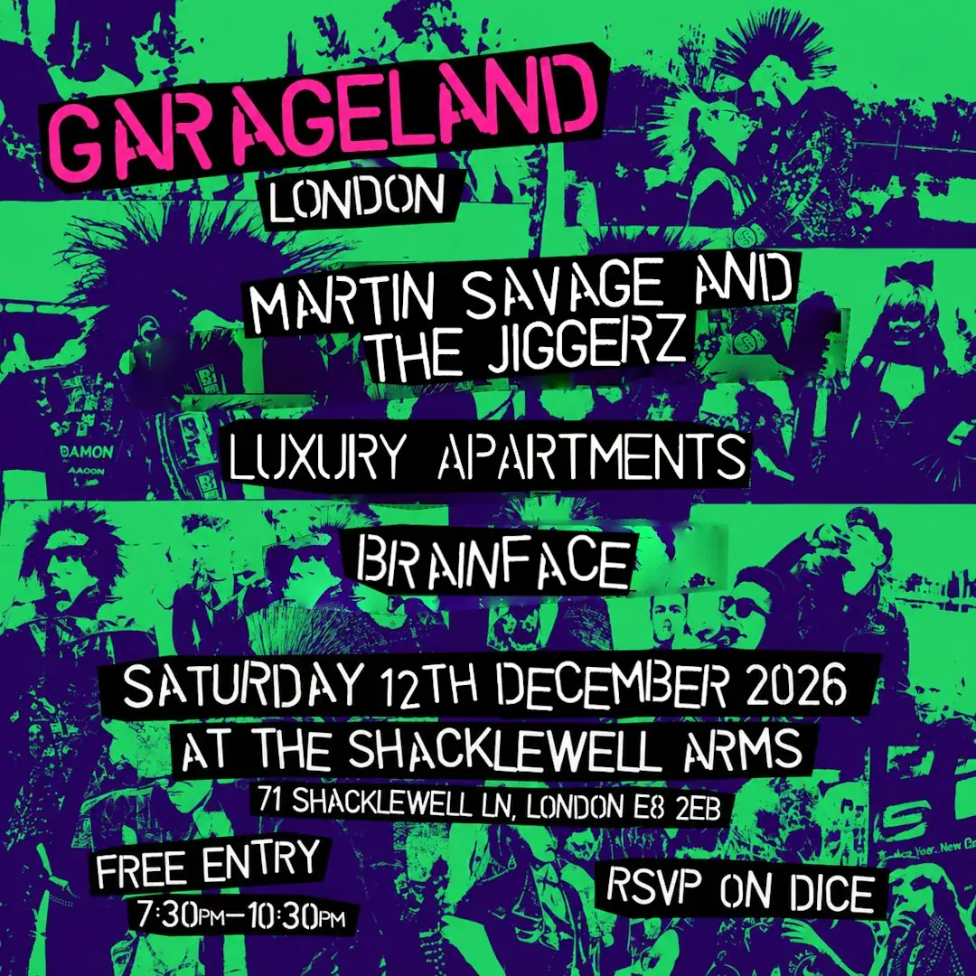 Garageland London – Martin and the Jiggerz, Luxury Apartments, Brainface