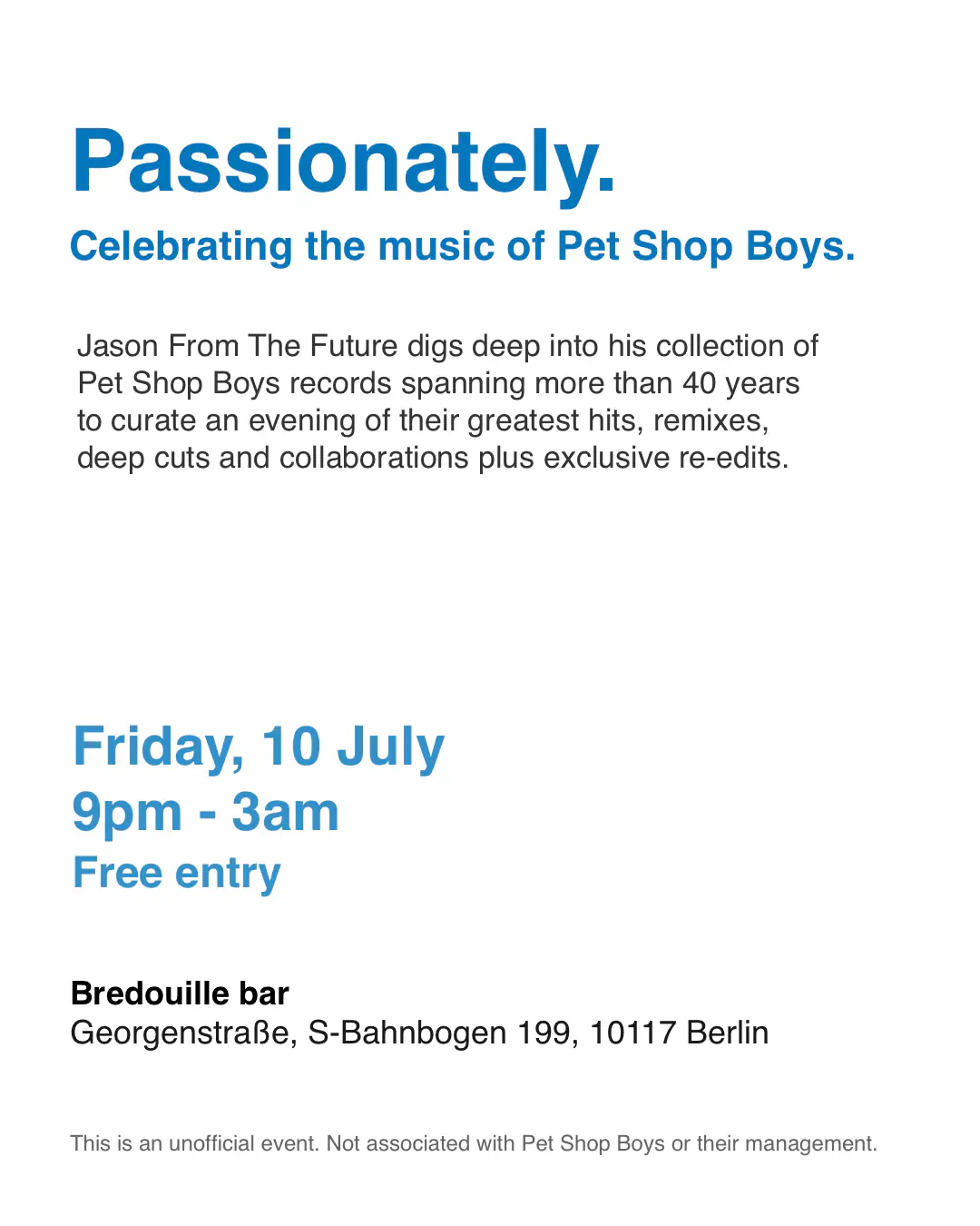 Passionately - A Pet Shop Boys fan party