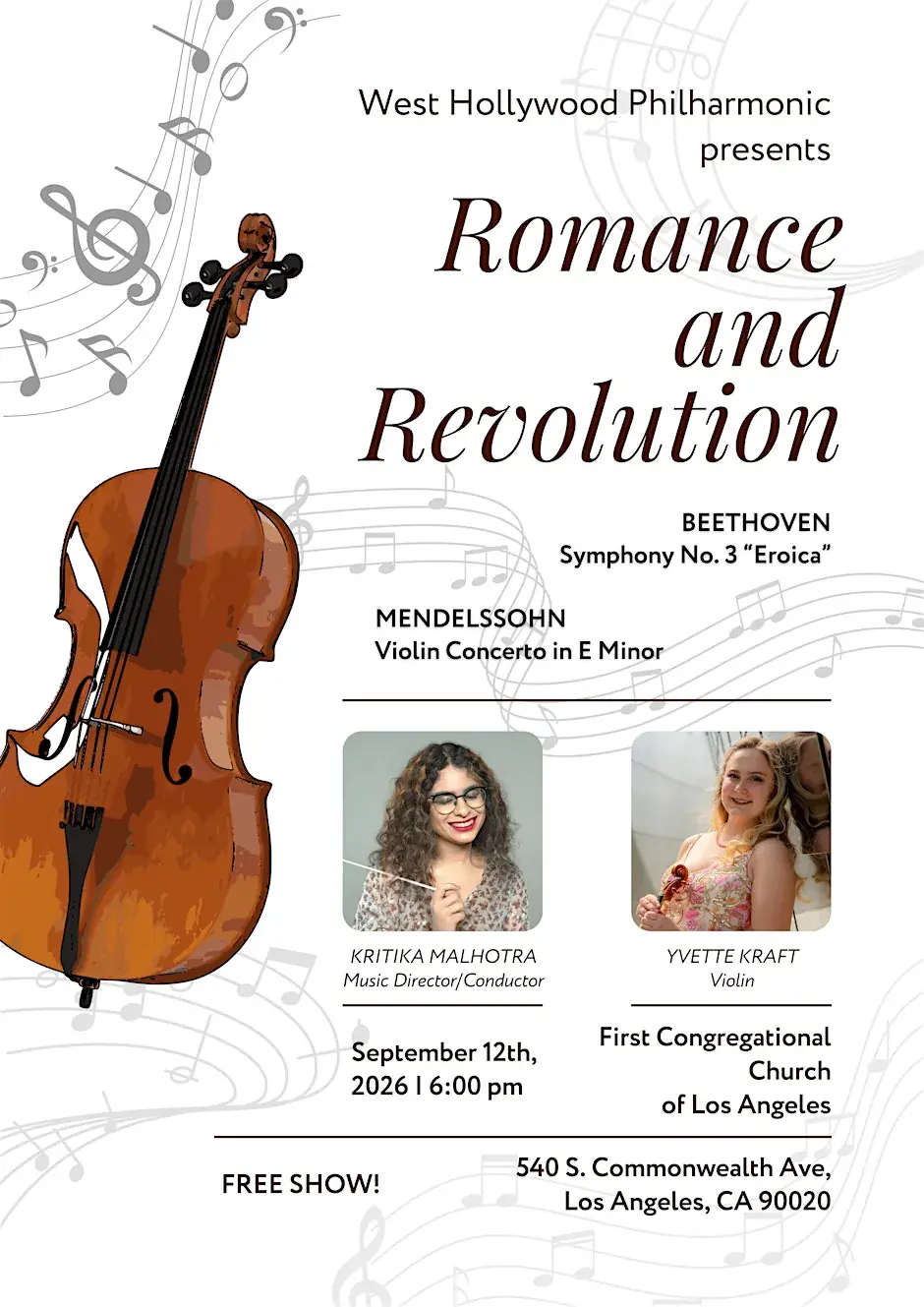 West Hollywood Philharmonic presents Romance & Revolution