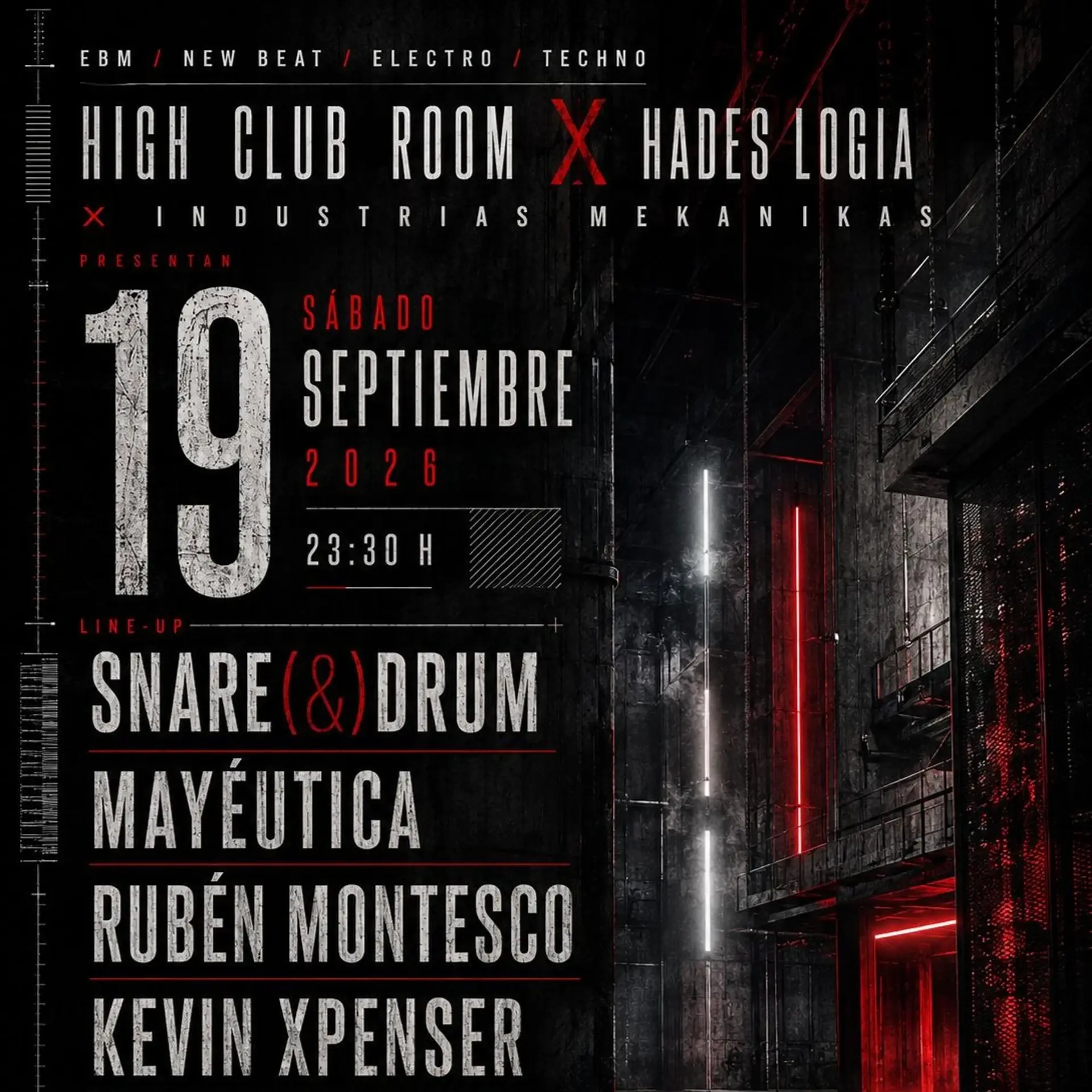 HADES LOGIA × INDUSTRIAS MEKANIKAS: Snare(&)Drum, Mayéutica, Rubén Montesco, Kevin Xpenser