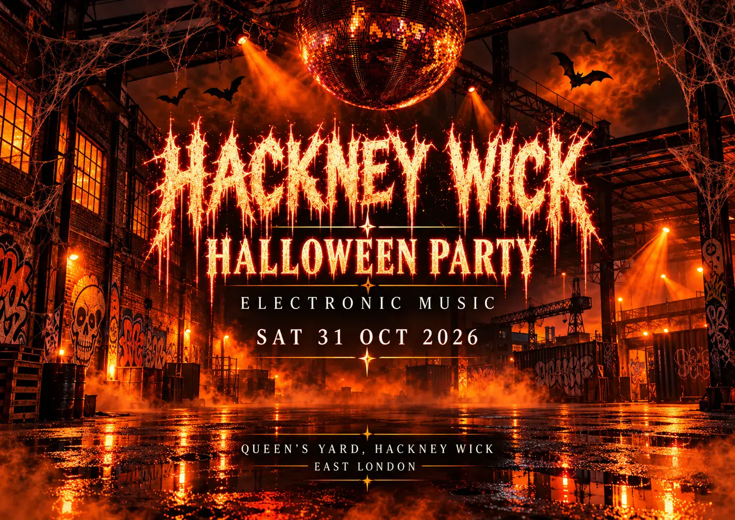 Soirée d’Halloween à Hackney Wick avec musique électronique