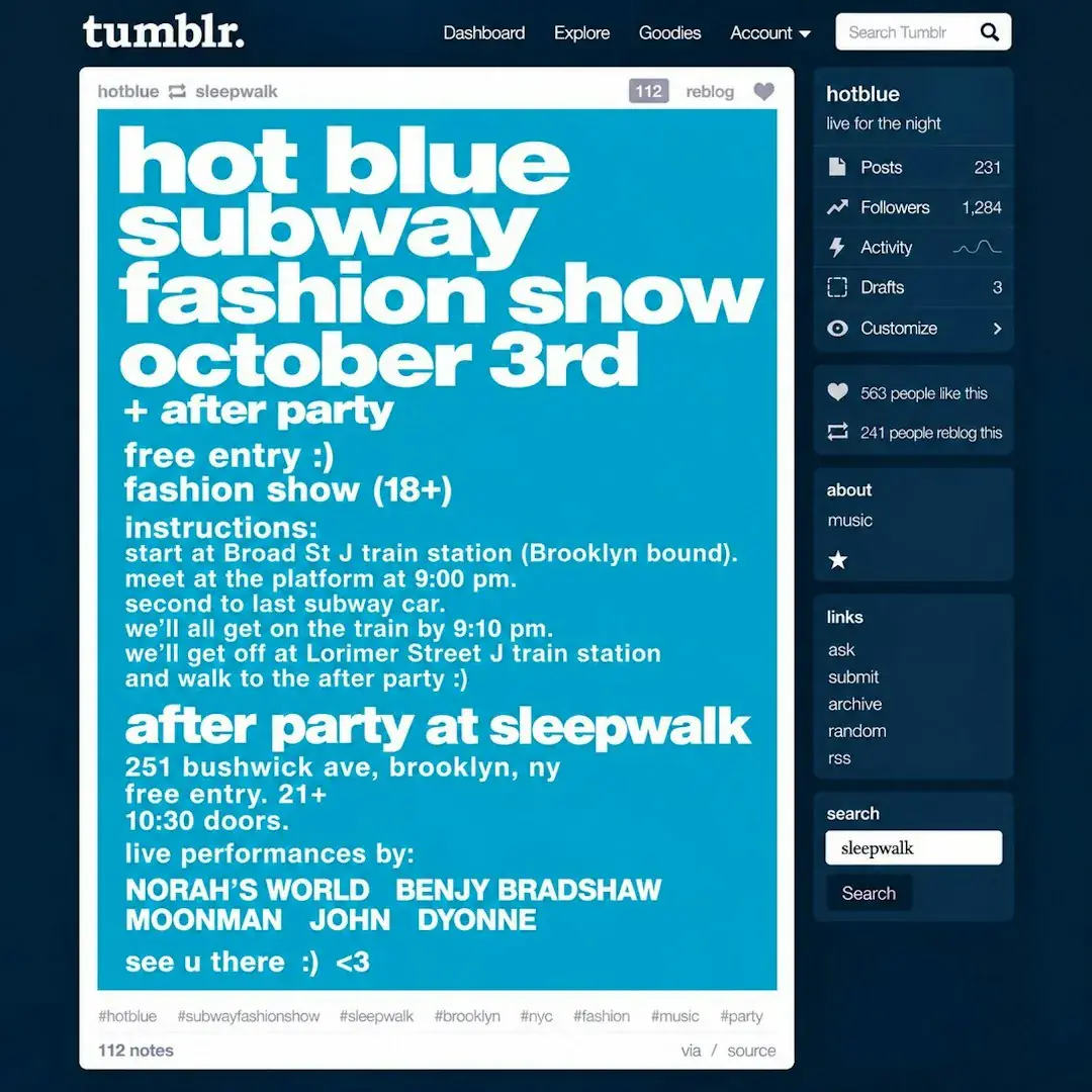 Hot Blue Subway Fashion Show After Party