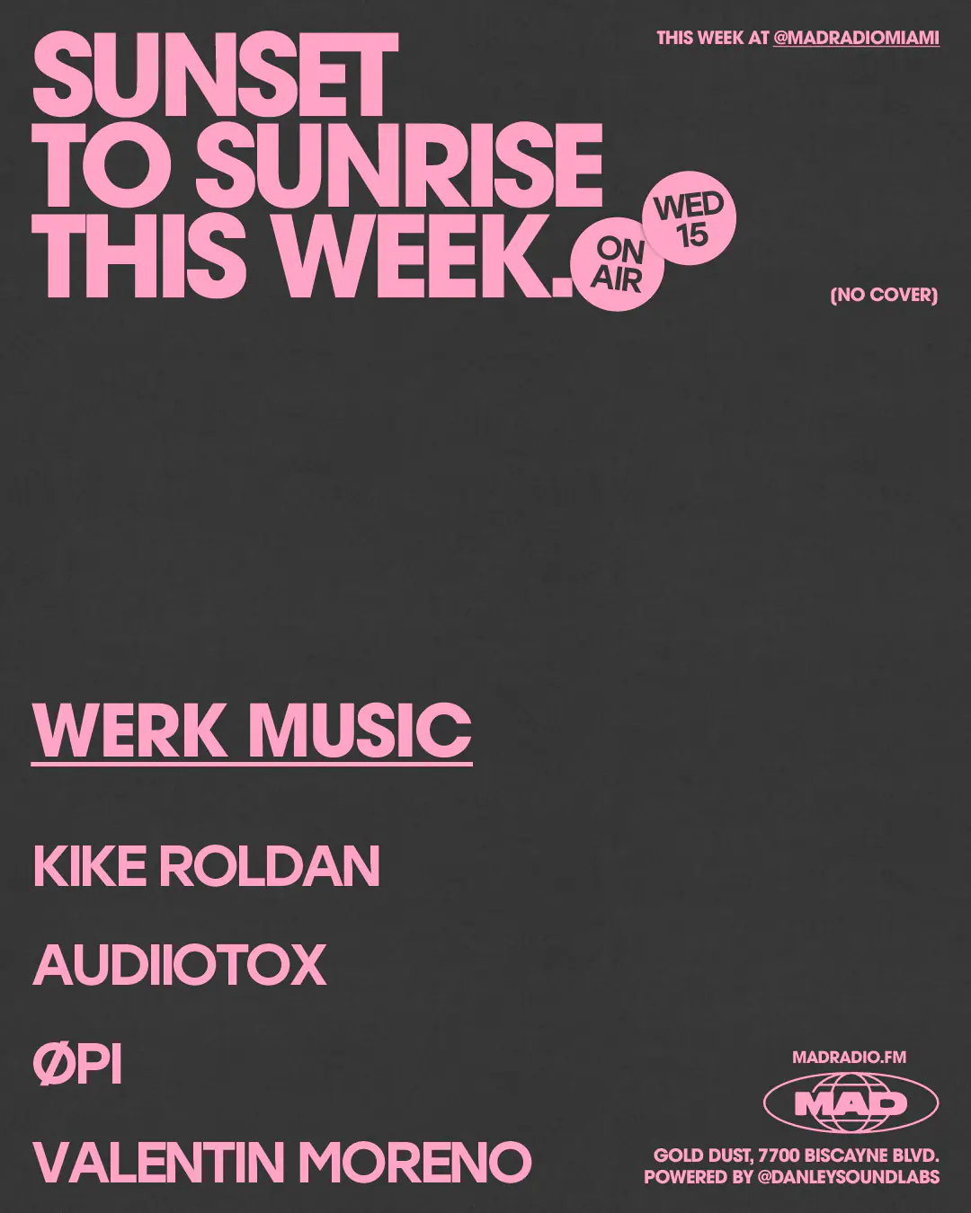 WERK MUSIC: Kike Roldan / AUDIIOTOX / ØPI / VALENTIN MORENO