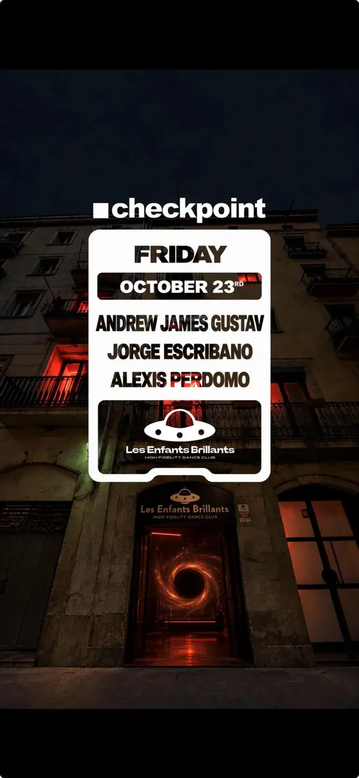 Checkpoint pres. Andrew James Gustav, Jorge Escribano, Alexis Perdomo