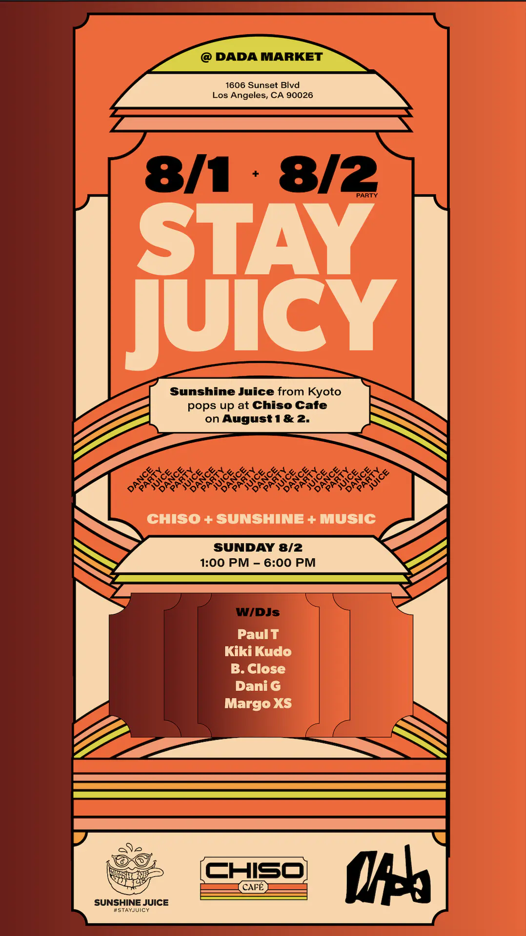 CHISO CAFE X SUNSHINE JUICE. STAY JUICY DAY