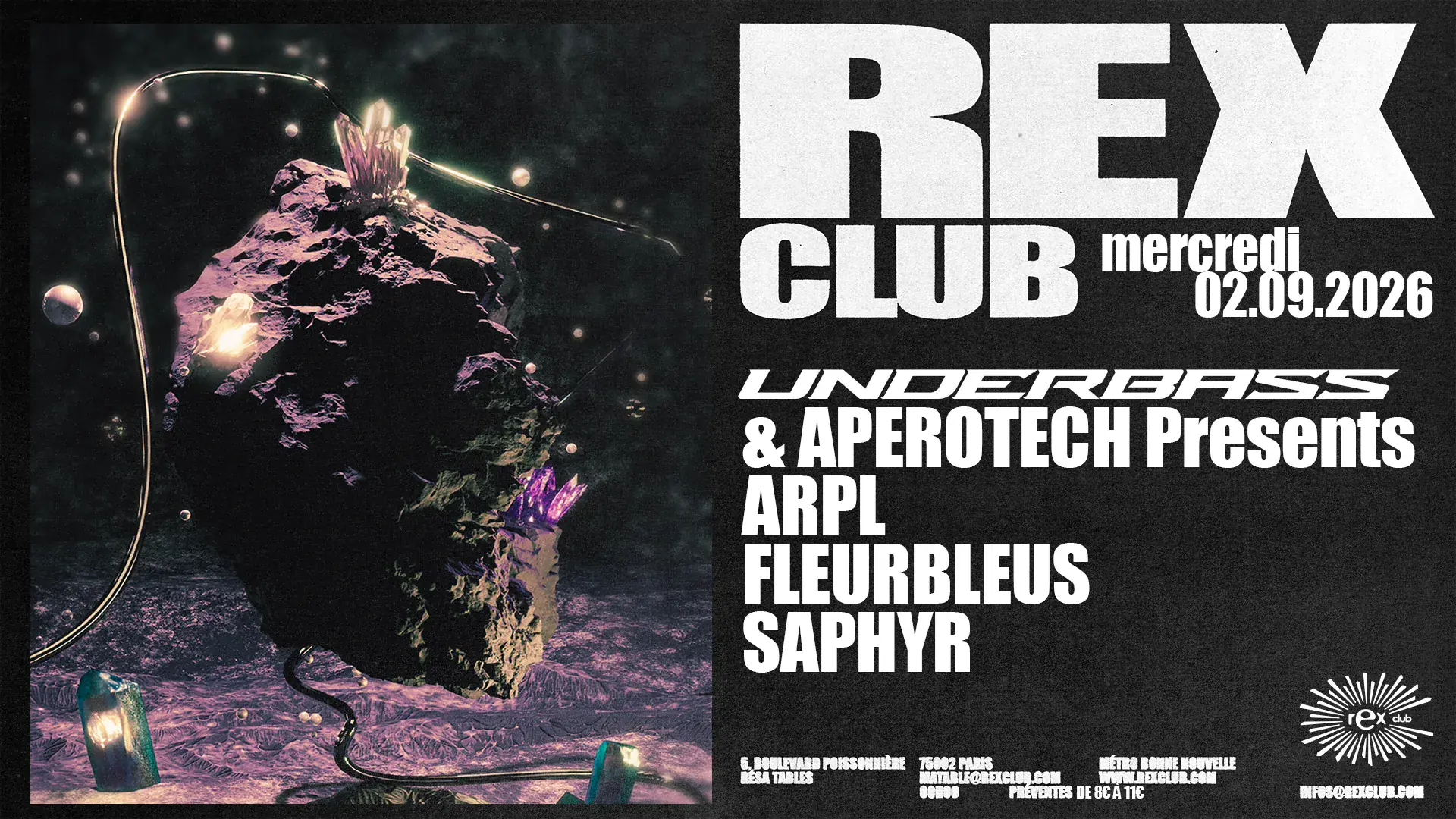 Underbass & Aperotech presents: ARPL, Fleurbleus, Saphyr