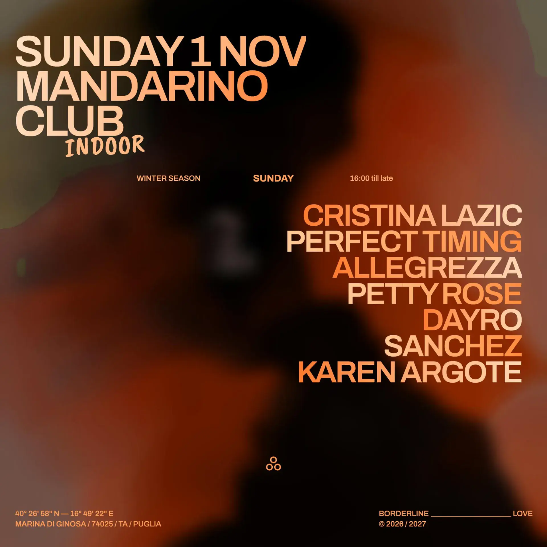 Domingo 1 nov Mandarino Club Indoor