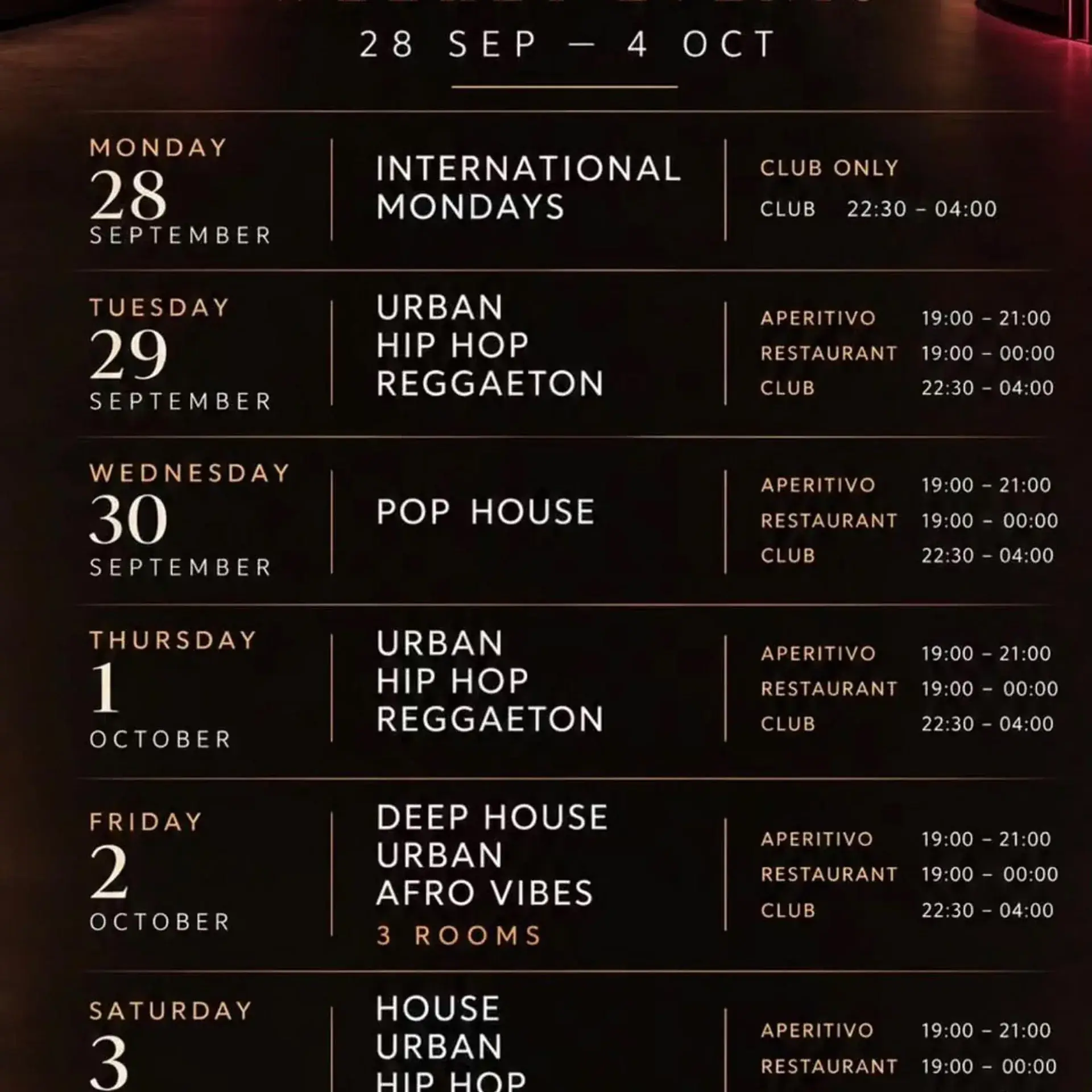 WED · MIDWEEK FEVER · POP HOUSE