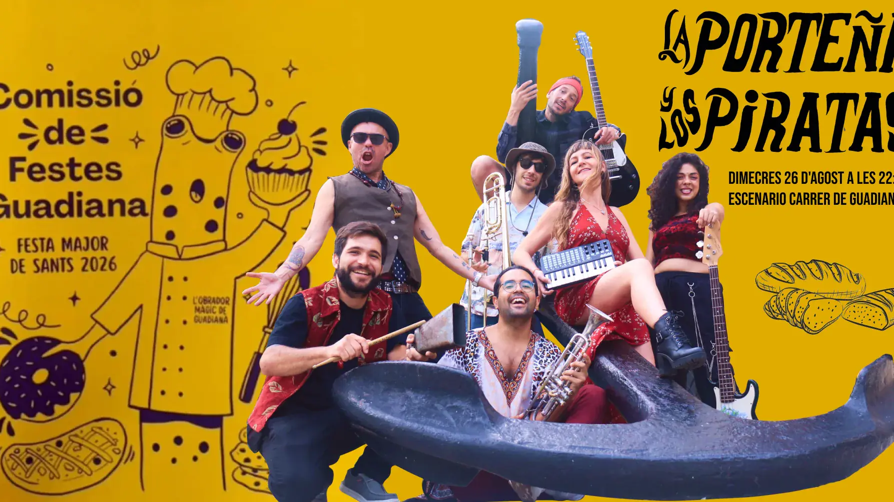 La Portenya y los Piratas in concert at Festa Major de Sants - Guadiana street stage
