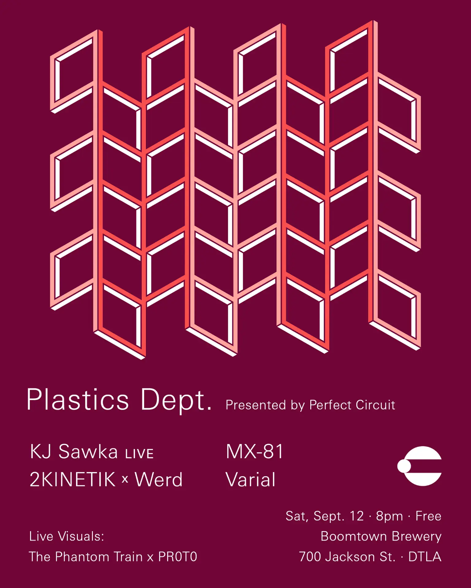 Perfect Circuit presents Plastics Dept. feat KJ Sawka LIVE, 2KINETIK x Werd, Varial, MX-81