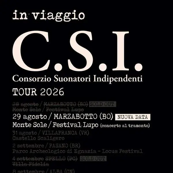 C.S.I. Consorzio Suonatori Indipendenti - In viaggio - Tour 2026