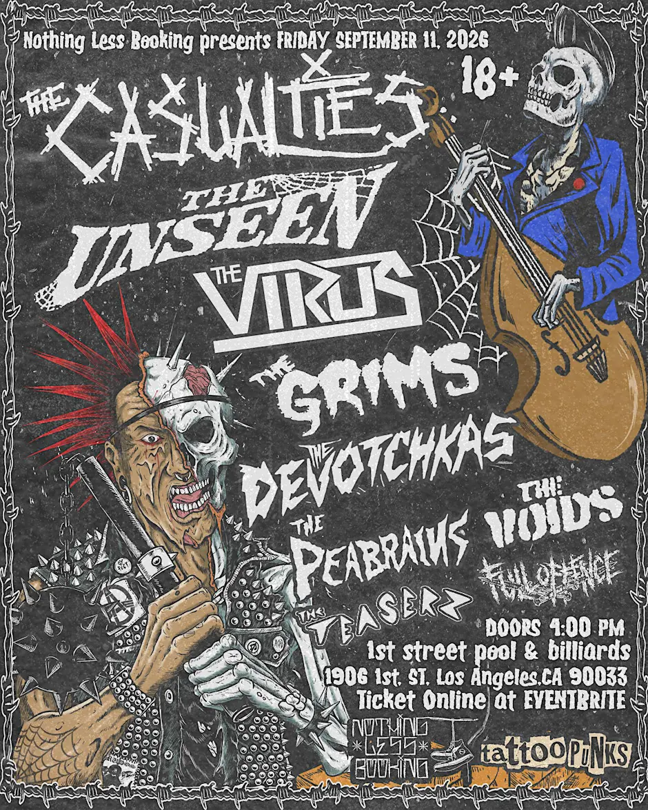 The Casualties | The Unseen | The Virus | The Grims @ 1st st pool & billiards