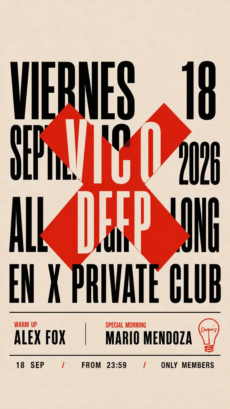 ONE NIGHT · Deeper's Club 18 sep 26