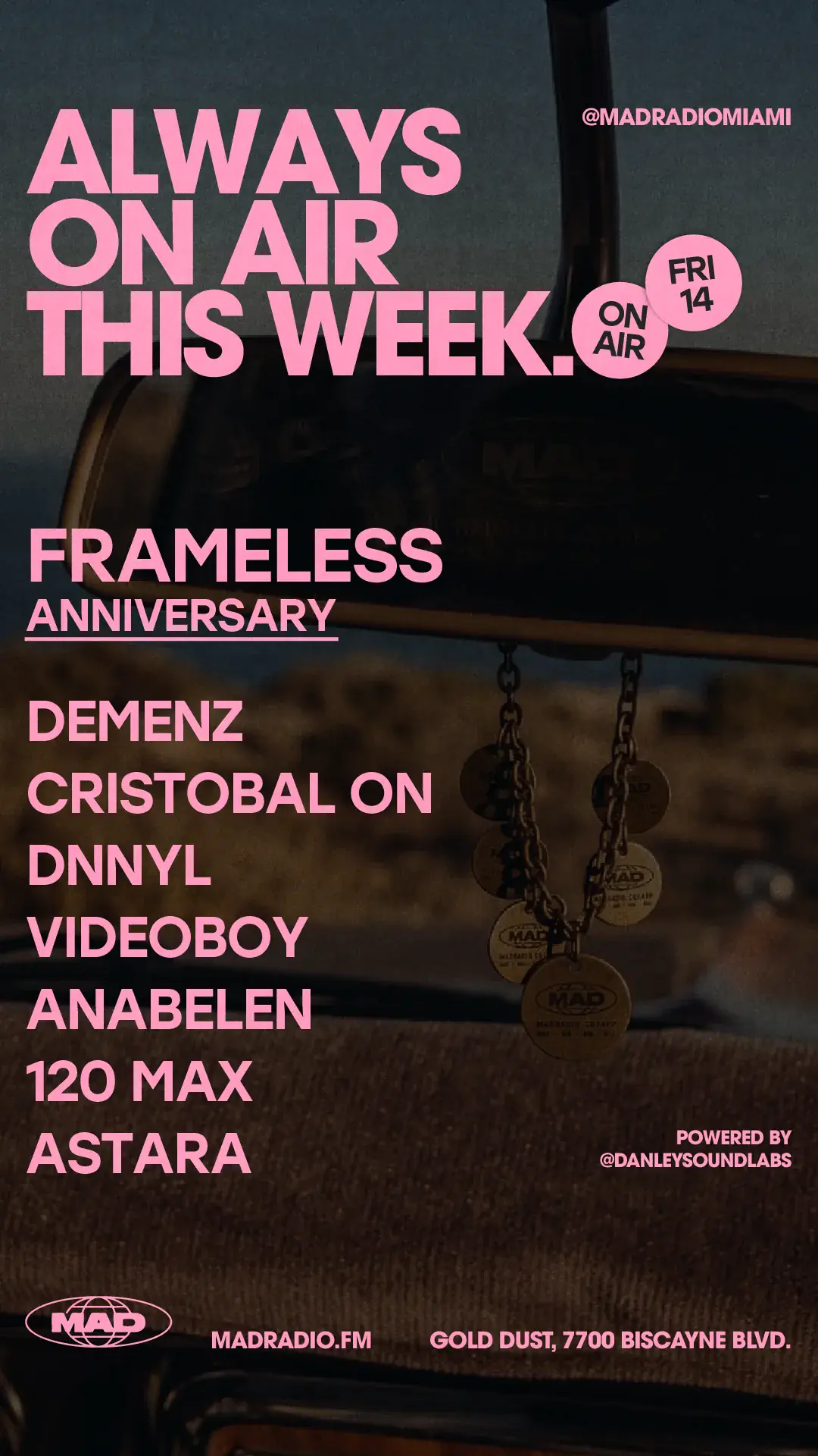 FRAMELESS ANNIVERSARY: demenz / Cristobal ON / DNNYL / VIDEOBOY / ANABELEN / 120 max /