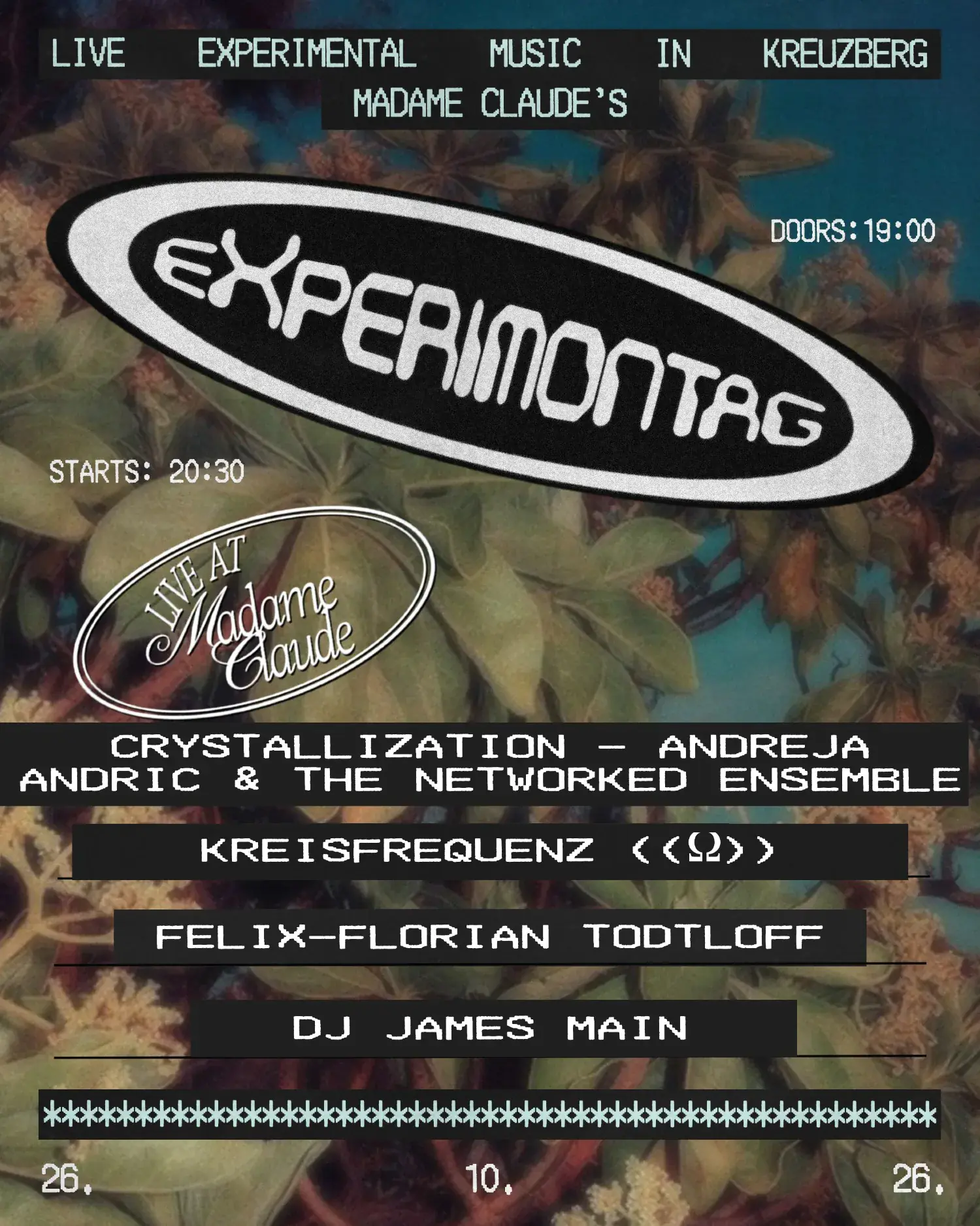 Experimontag: Kreisfrequenz ((ω)), Felix-Florian Tödtloff + Crystallization