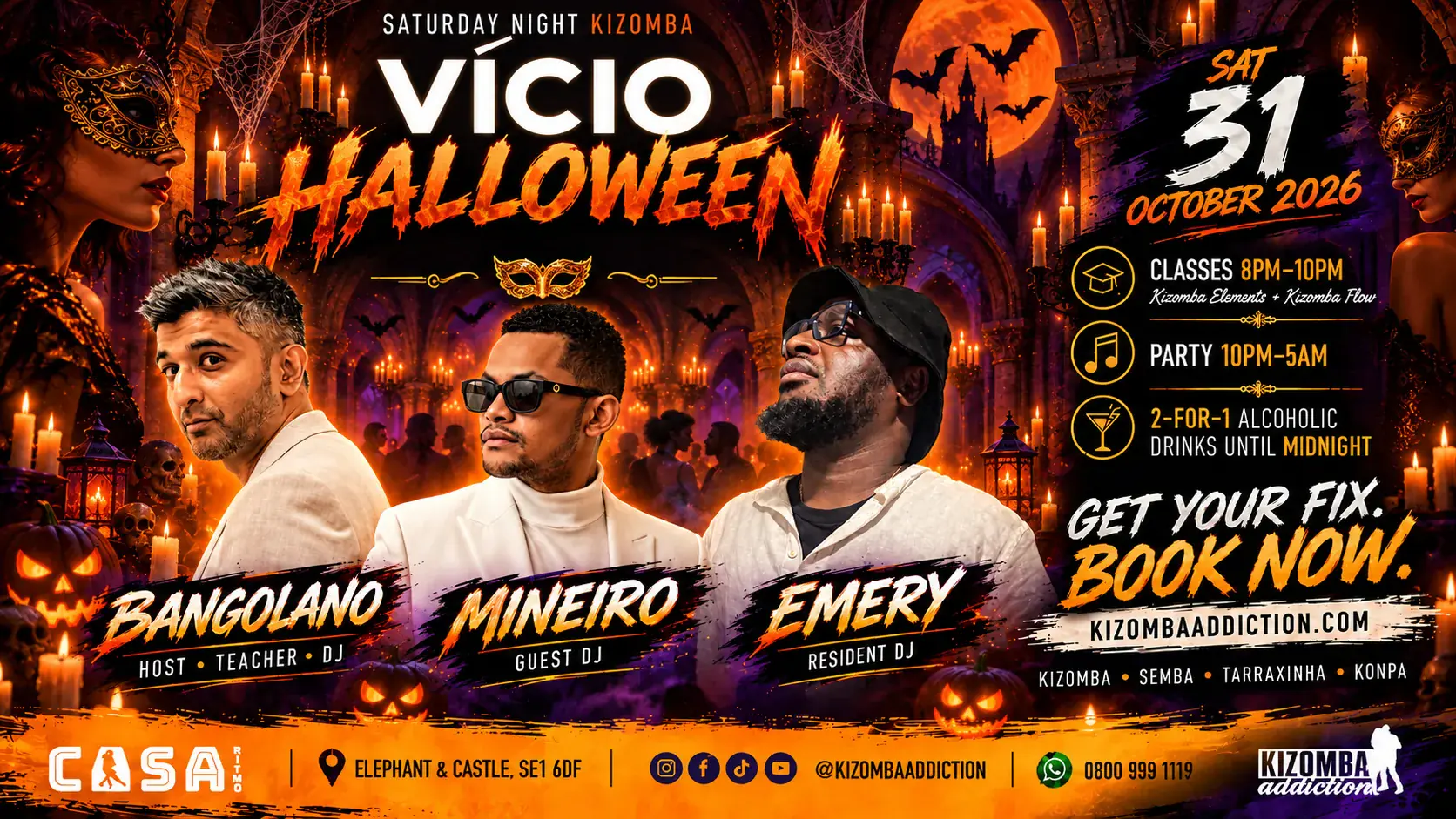 VÍCIO Halloween: Kizomba-Kurse und Party bis 5 Uhr
