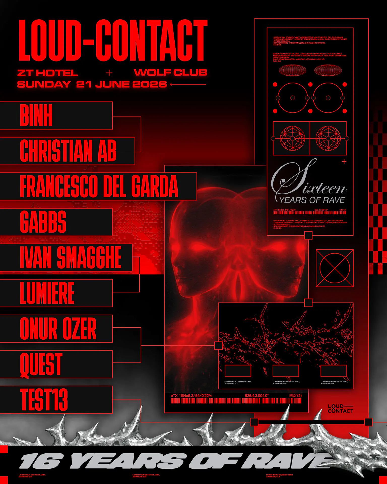 Loud-Contact 16yrs of Rave w / Onur Ozer,Francesco Del Garda,Binh,Quest