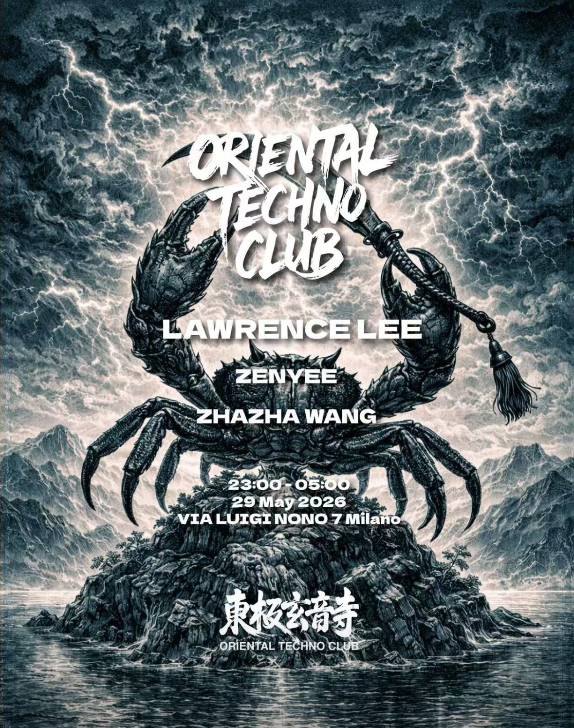 Oriental Techno Club - 東極玄音寺: Lawrence Lee, Zenyee, ZHAZHA WANG - Tickets on RA Guide