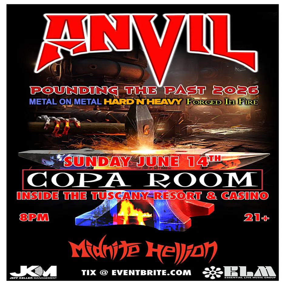 Anvil Live at Copa Room – Sunday June 14