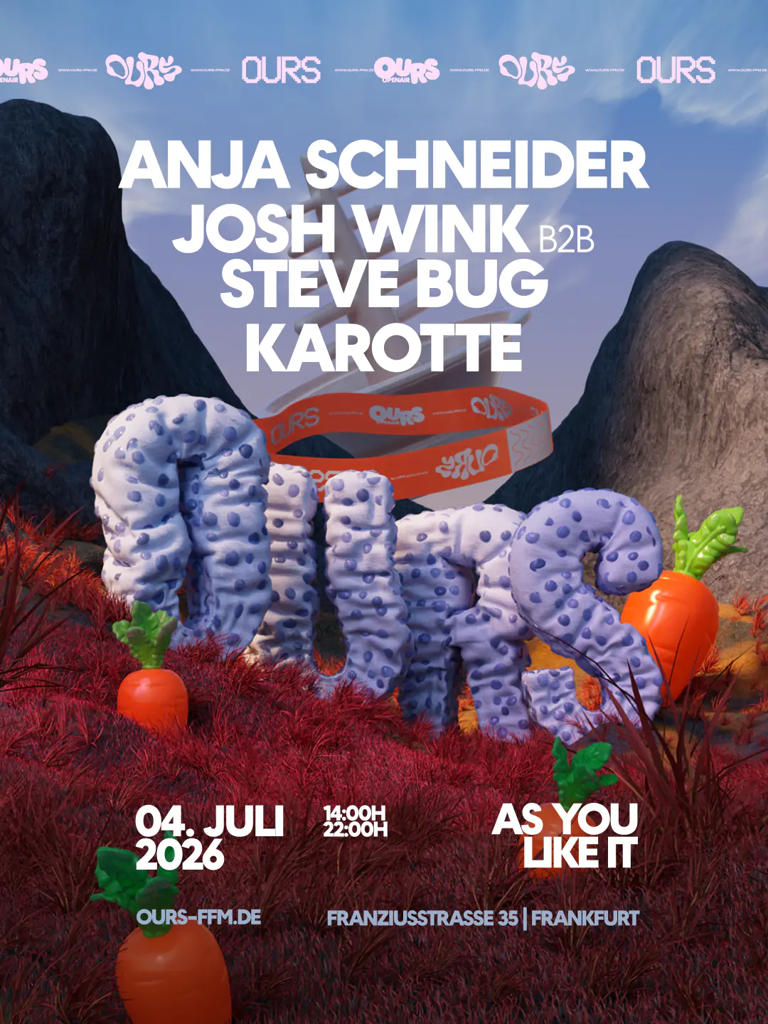 OURS OPEN AIR with Anja Schneider, Josh Wink b2b Steve Bug, Karotte