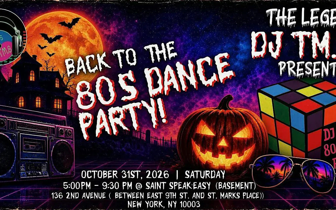 Halloween 2026: Back to the ’80s Saturday Dance Party, East Village, NYC