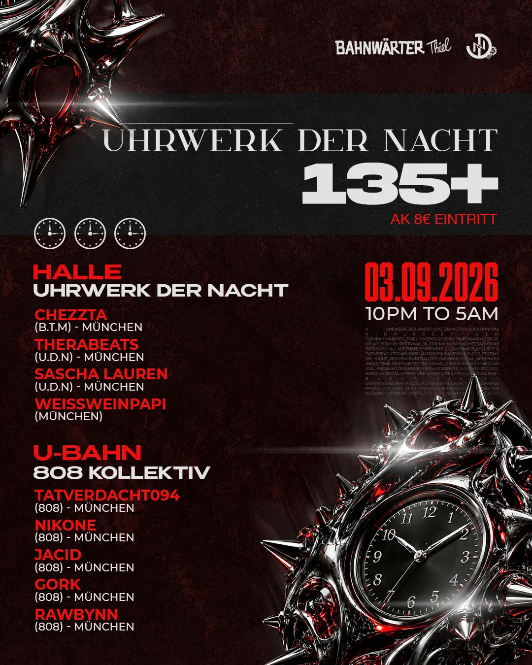 135+ mit Uhrwerk der Nacht & 808 Kollektive
