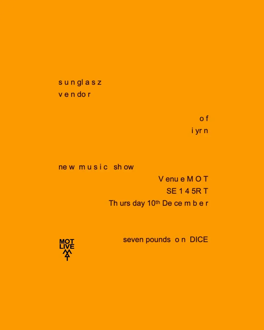 MOT LIVE: SUNGLASZ VENDOR / / OF IYRN
