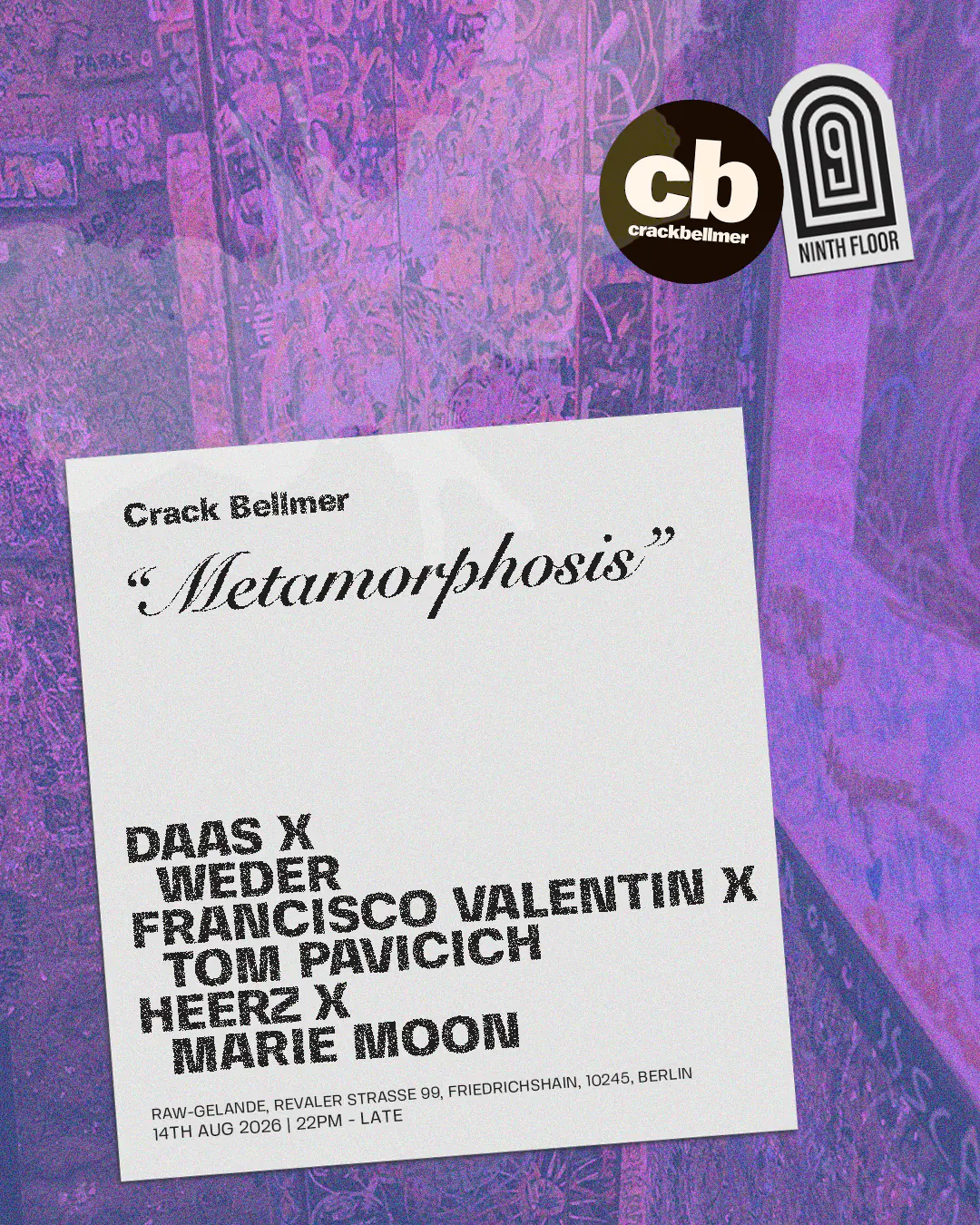 'Metamorphosis' x 9th Floor: Francisco Valentin, Tom Pavicich, WEDER, heerz, DAAS, Mari