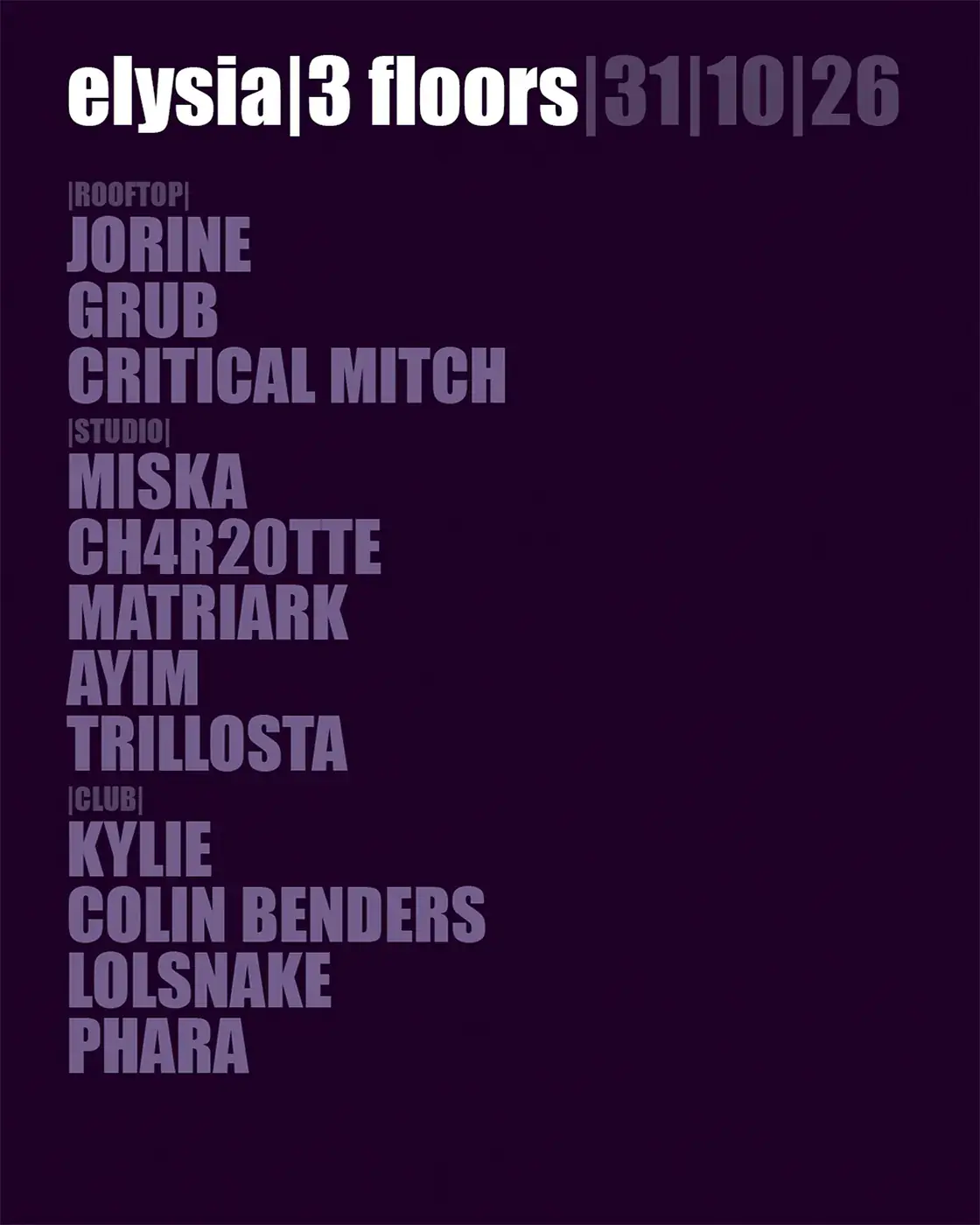 Elysia Saturday 31 October