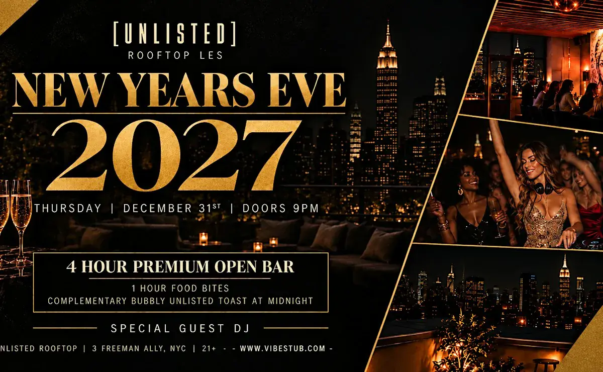 New Year's Eve @ Unlisted Rooftop - 4-Hour Open Bar
