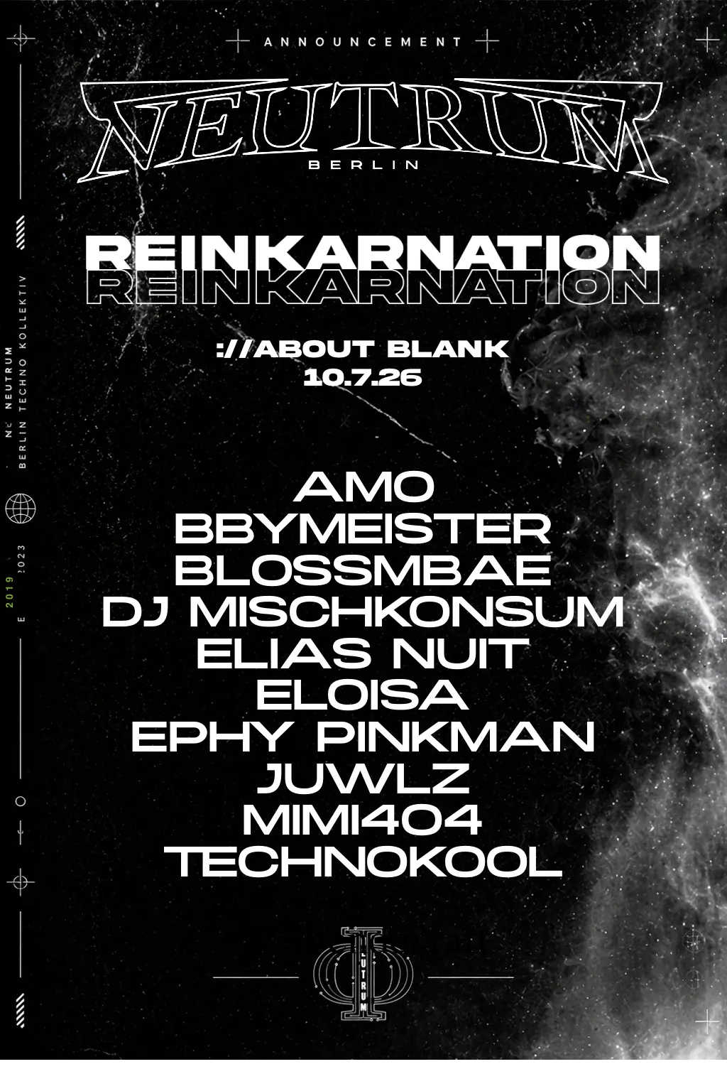 REINKARNATION w. Ephy Pinkman, ELOISA, DJ Mischkonsum, Technokool, MIMI404, Amo
