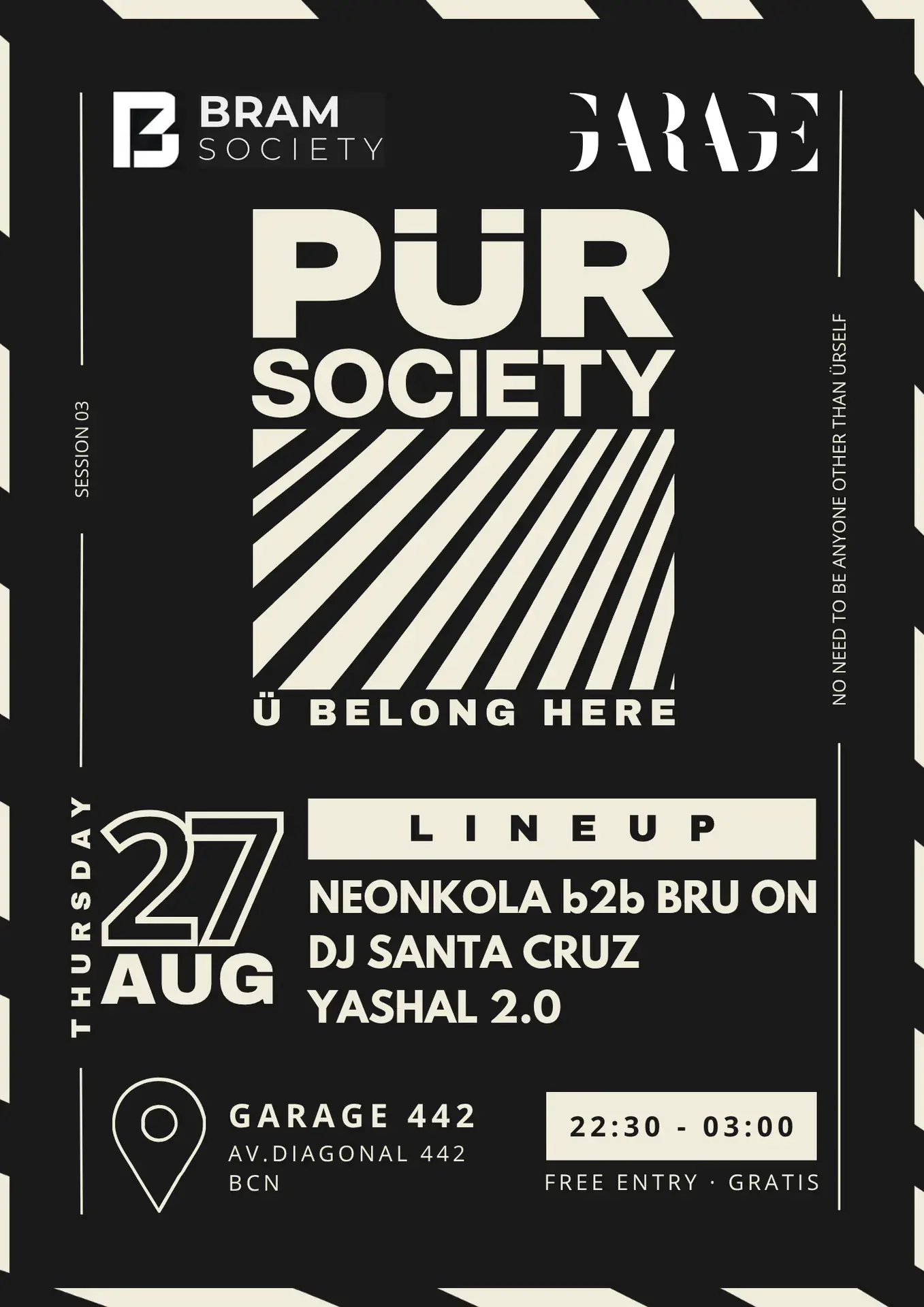 PÜR Society x Bram Society: DJ Santa Cruz, Yashal 2.0, NEONKOLA, BRU ON
