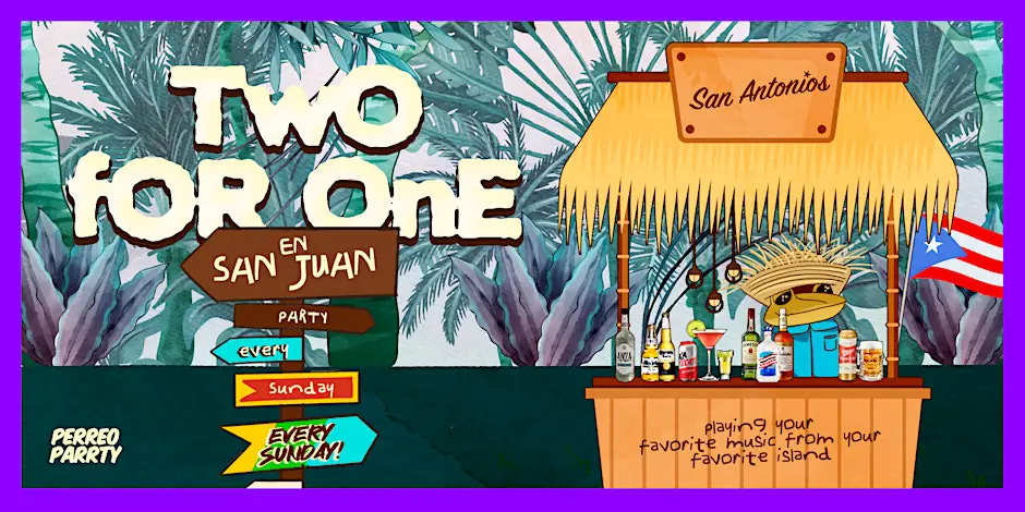 2-for-1 in San Juan - Latin Sunday Party @ Reggaeton Bar San Antonios