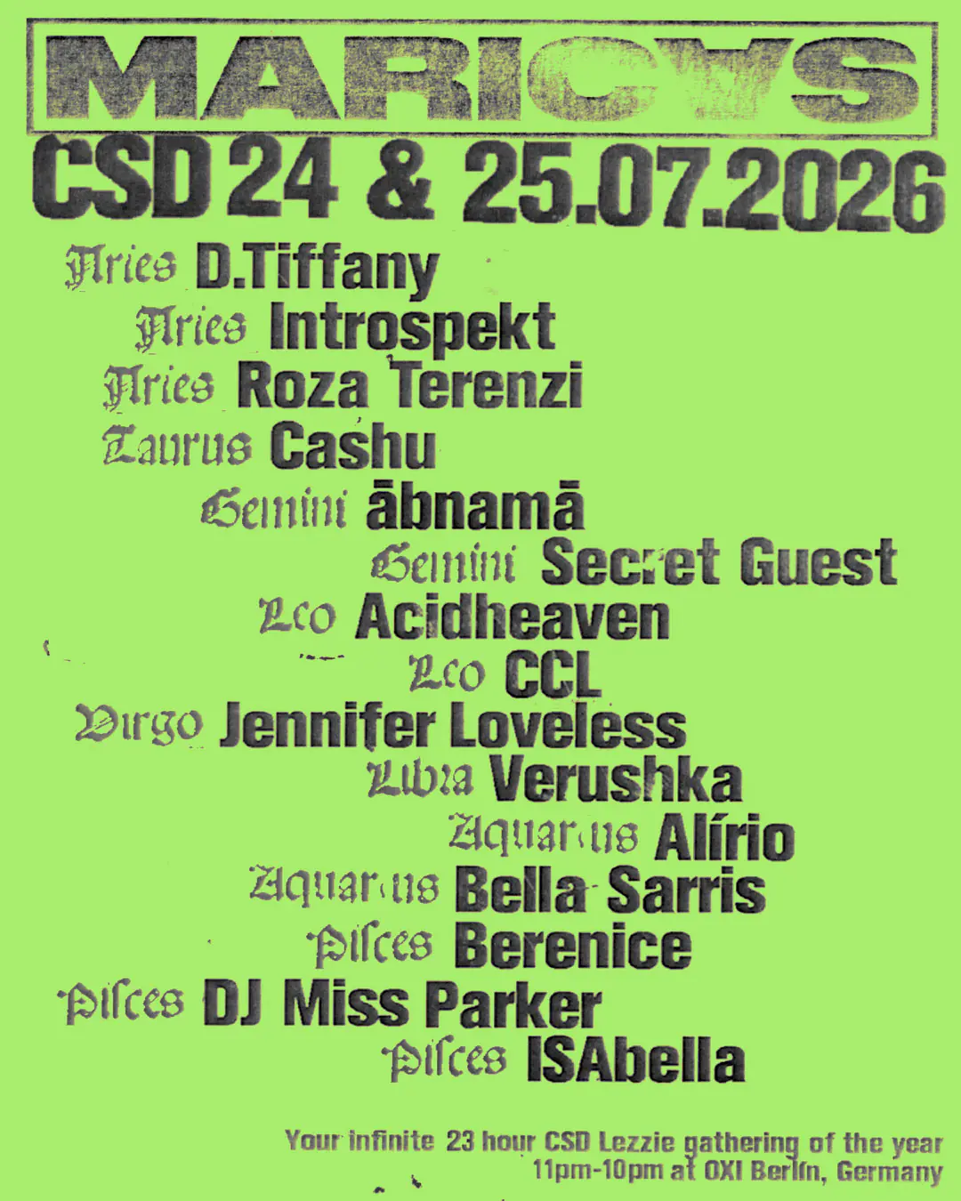 MARICAS CSD [23 HOURS - OPEN AIR + INDOOR]