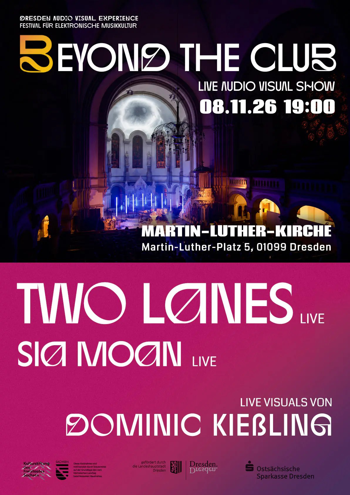 DAVE Festival: Beyond the Club - TWO LANES live, SIA MOAN live, Dominic Kießling live AV