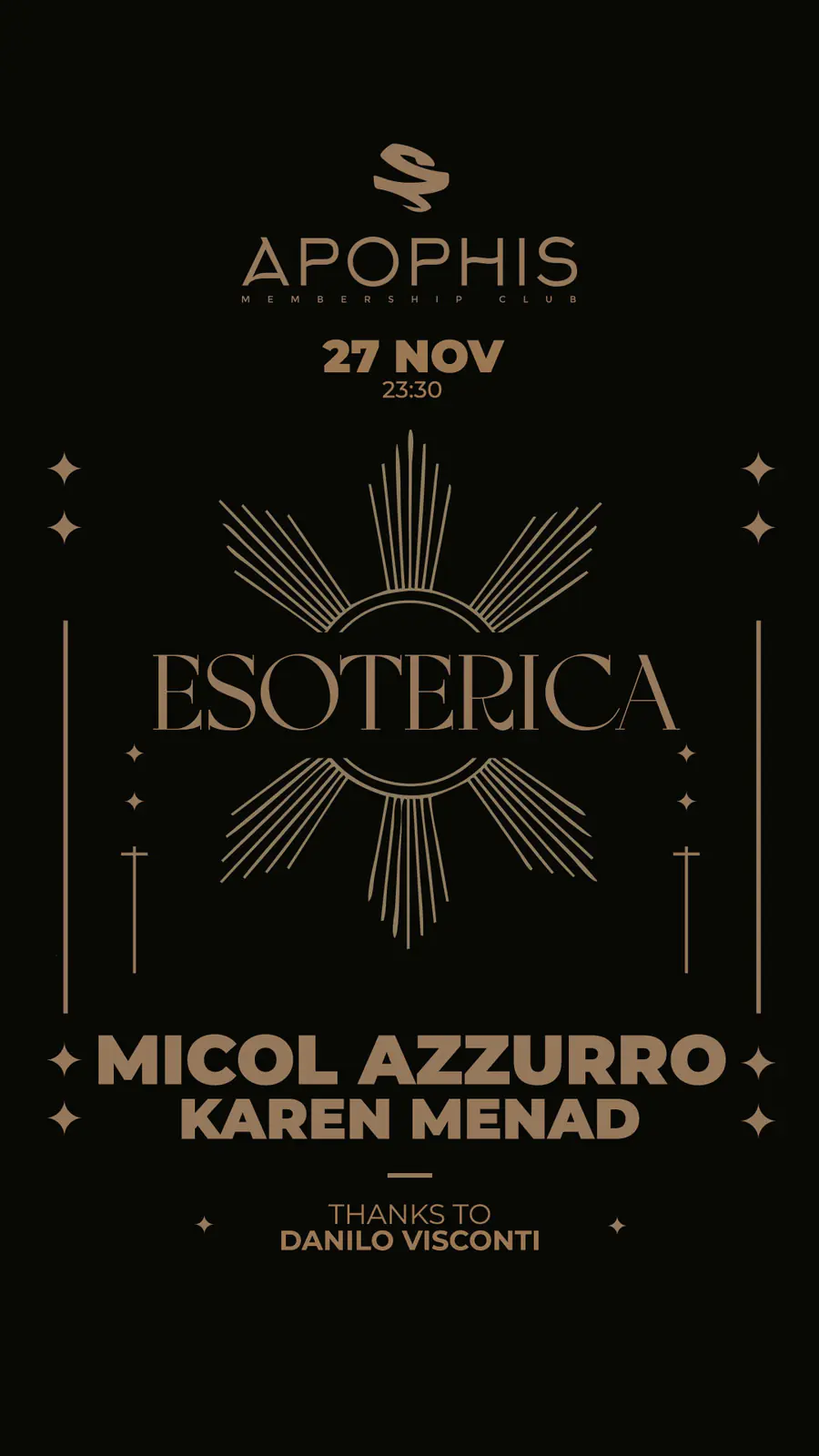 ESOTERICA @ APOPHIS CLUB – Milano, Giovedì 27 Novembre