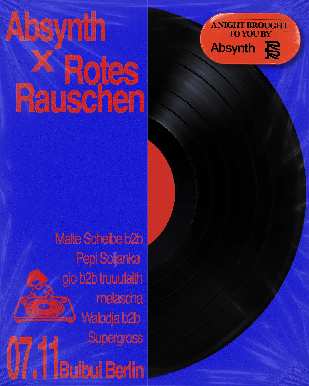 Absynth X Rotes Rauschen: Malte Scheibe b2b Pepi Soljanka, gio b2b truuufaith, melascha y más