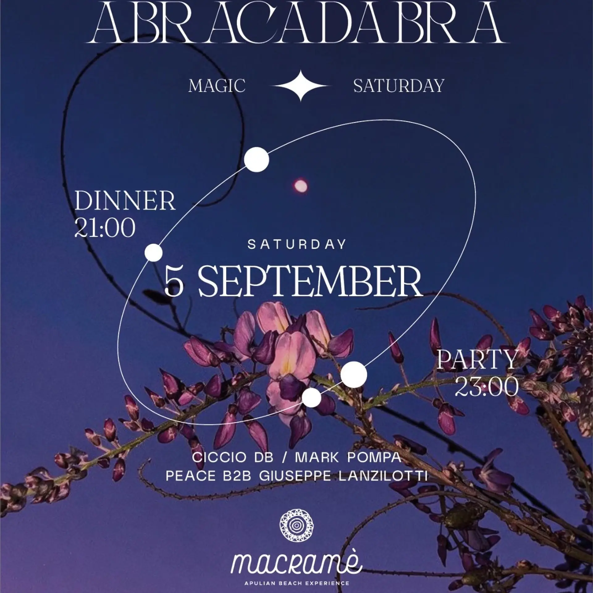 Saturday 5 September ABRACADABRA @ Macramé