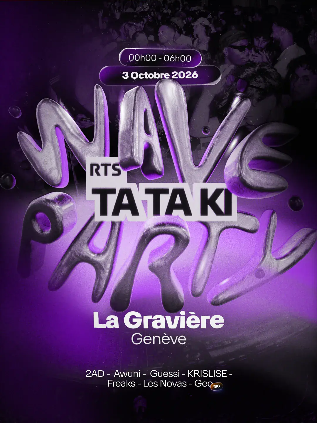 [TATAKI WAVE PARTY] 2AD · Krislise · Guessi · Les Novas · Awuni · Freaks · Geo