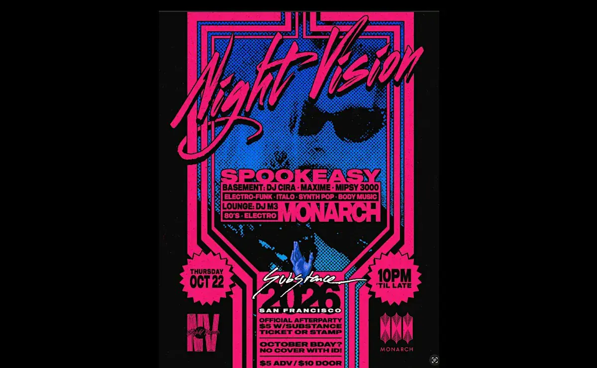 Night Vision: Spookeasy im Monarch w / DJ Cira, Maxime, Mipsy 3000, DJ M3