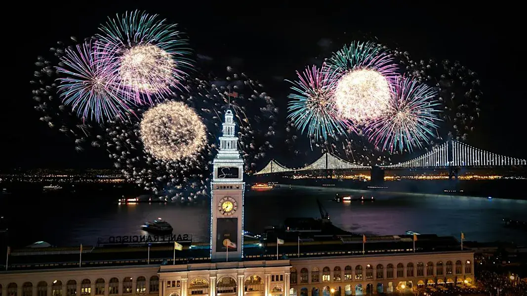 Silvester 2027 - Live-Feuerwerk am Embarcadero - Open Bar